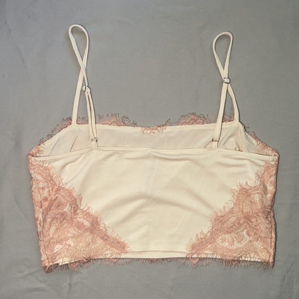 Free People/ FP Intimates blush pink lace crop - Picture 2 of 4